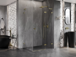 Mexen Lunar L sprchová kabína pravá 100 x 90 cm, transparentná, zlatá - 834L-100-090-50-00-P