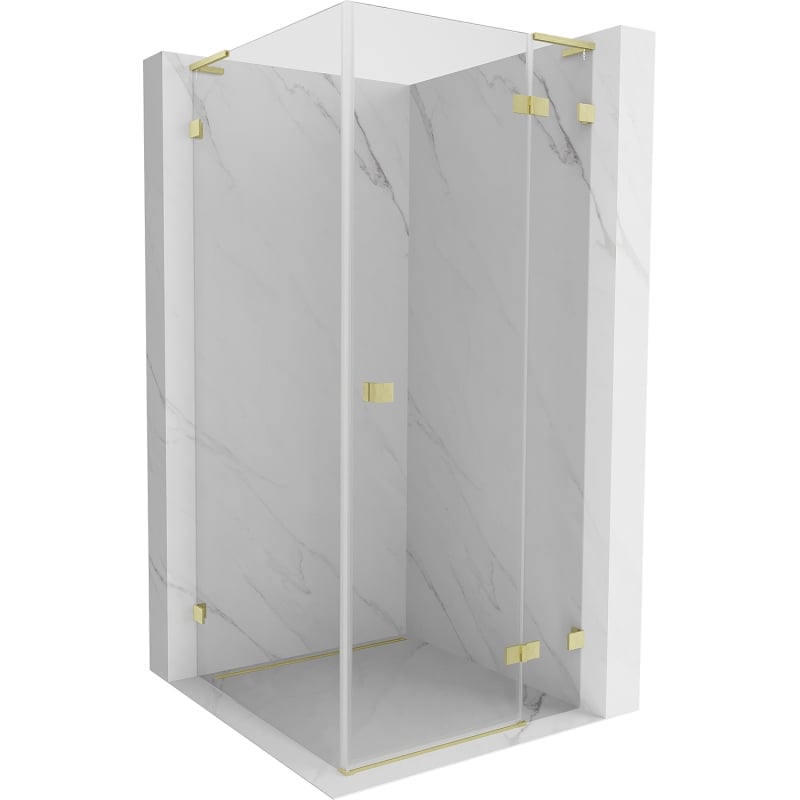 Mexen Lunar L sprchový kút s otváracími dverami pravý 70 x 70 cm, transparentný, zlatý kartáčovaný - 834L-070-070-55-00-P