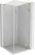 Mexen Lunar L sprchový kút s otváracími dverami pravý 70 x 70 cm, transparentný, zlatý kartáčovaný - 834L-070-070-55-00-P