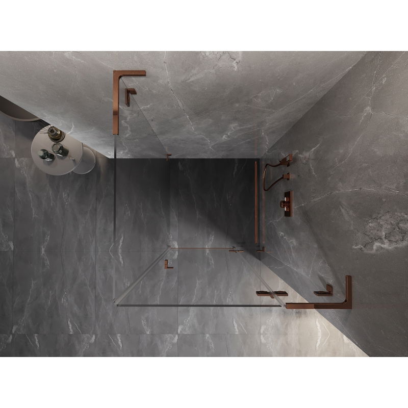 Mexen Lunar L pravá sprchová kabína 70 x 70 cm, transparentná, ružové zlato - 834L-070-070-60-00-P