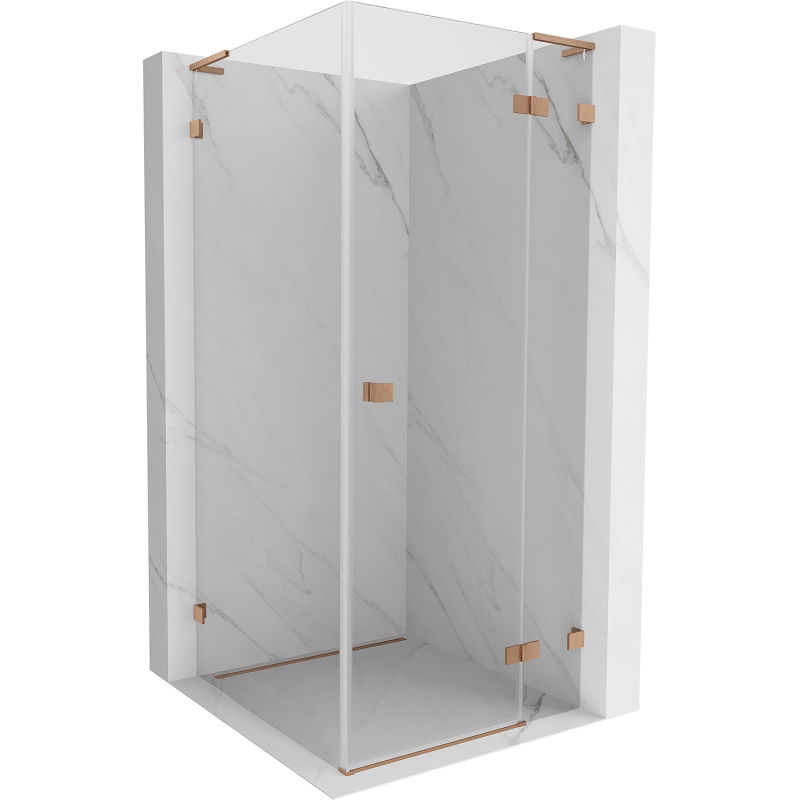 Mexen Lunar L sprchový kút otvárací pravý 70 x 70 cm, transparentný, brúsená meď - 834L-070-070-65-00-P