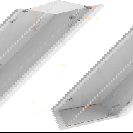 Mexen Lunar L sprchová kabína otočná pravá 70 x 70 cm, transparentná, brúsená meď - 834L-070-070-65-00-P