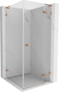 Mexen Lunar L sprchovací kút s otváracími dverami pravý 80 x 80 cm, priehľadný, brúsená meď - 834L-080-080-65-00-P