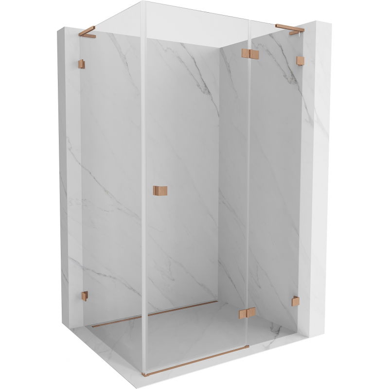 Mexen Lunar L sprchový kút otvárateľný pravý 85 x 80 cm, transparentný, brúsená meď - 834L-085-080-65-00-P