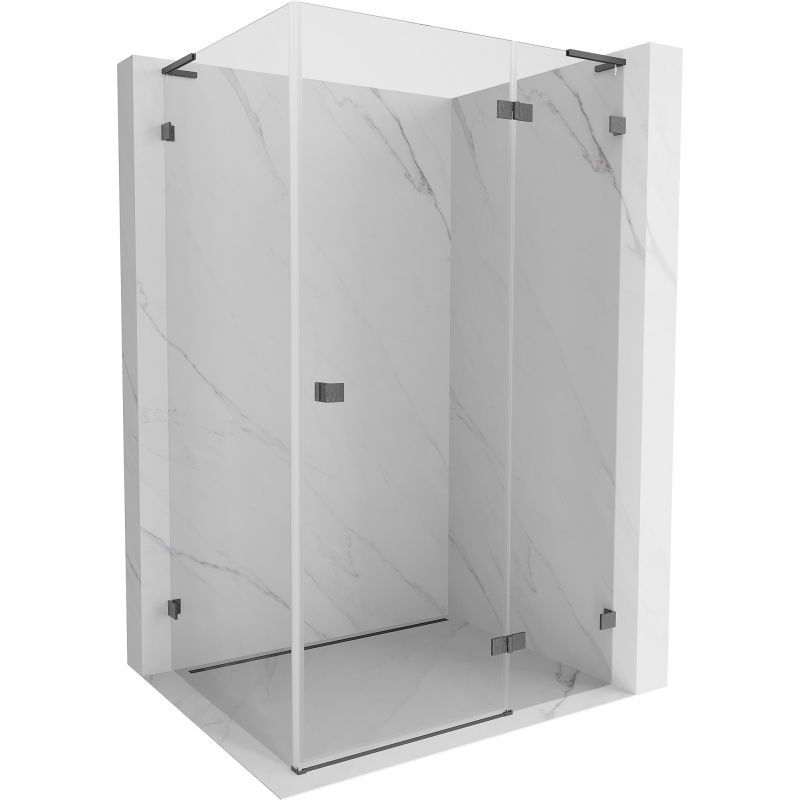 Mexen Lunar L sprchovací kút, pravý, 85 x 80 cm, priehľadný, kartáčovaný gun grey - 834L-085-080-66-00-P