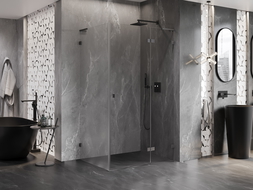 Mexen Lunar L sprchová kabína výklopná pravá 100 x 80 cm, transparentná, brúsená gun gray - 834L-100-080-66-00-P