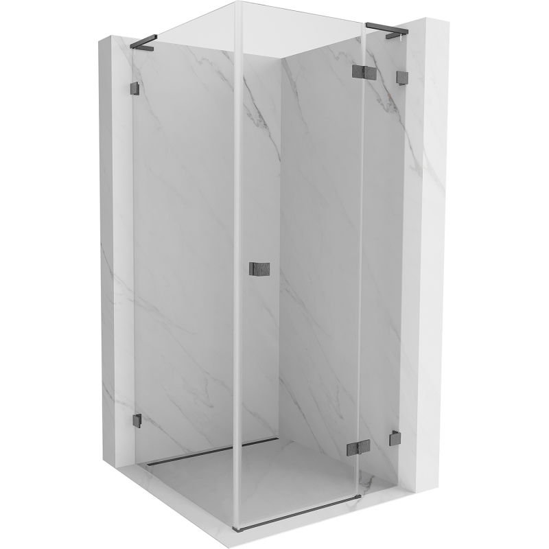 Mexen Lunar L sprchovací kút pravý 90 x 90 cm, transparentný, kartáčovaná zbraň šedá - 834L-090-090-66-00-P