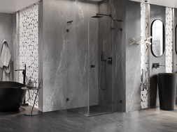 Mexen Lunar L sprchový kút sklopný pravý 80 x 80 cm, transparentný, čierny - 834L-080-080-70-00-P