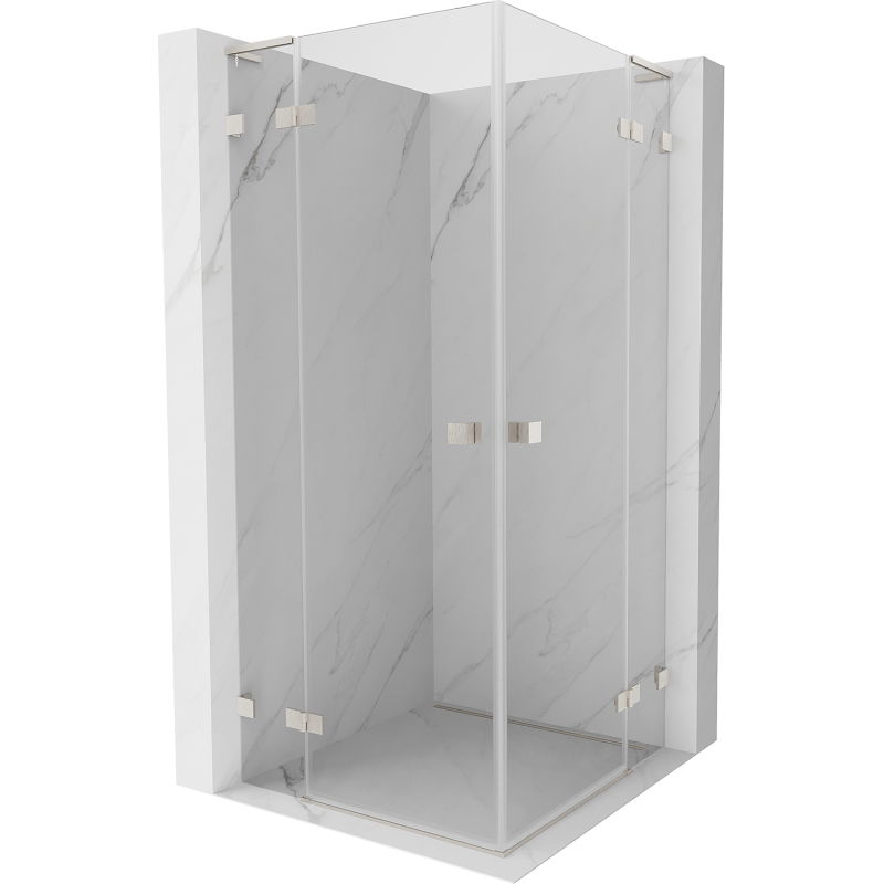 Mexen Lunar L Duo závesný sprchový kút 70 x 70 cm, priehľadný, brúsený nikel - 834L-070L-070P-97-00