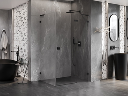 Mexen Lunar L sprchovací kút s otváracími pravými dverami 100 x 90 cm, priehľadný, čierny - 834L-100-090-70-00-P