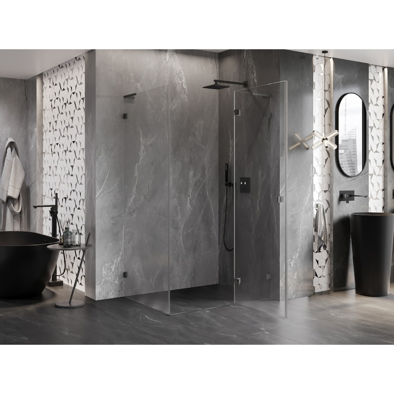Mexen Lunar L pravá sprchová kabína s otváracími dverami 100 x 90 cm, transparentná, gun metal - 834L-100-090-95-00-P