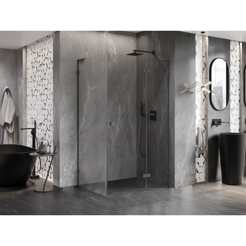 Mexen Lunar L pravá sprchová kabína s otváracími dverami 100 x 90 cm, transparentná, gun metal - 834L-100-090-95-00-P