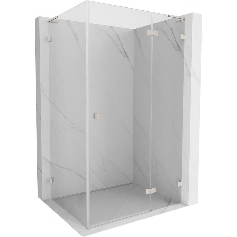 Mexen Lunar L sprchovací kút s otváracími dverami pravými 85 x 70 cm, transparentný, brúsený nikel - 834L-085-070-97-00-P