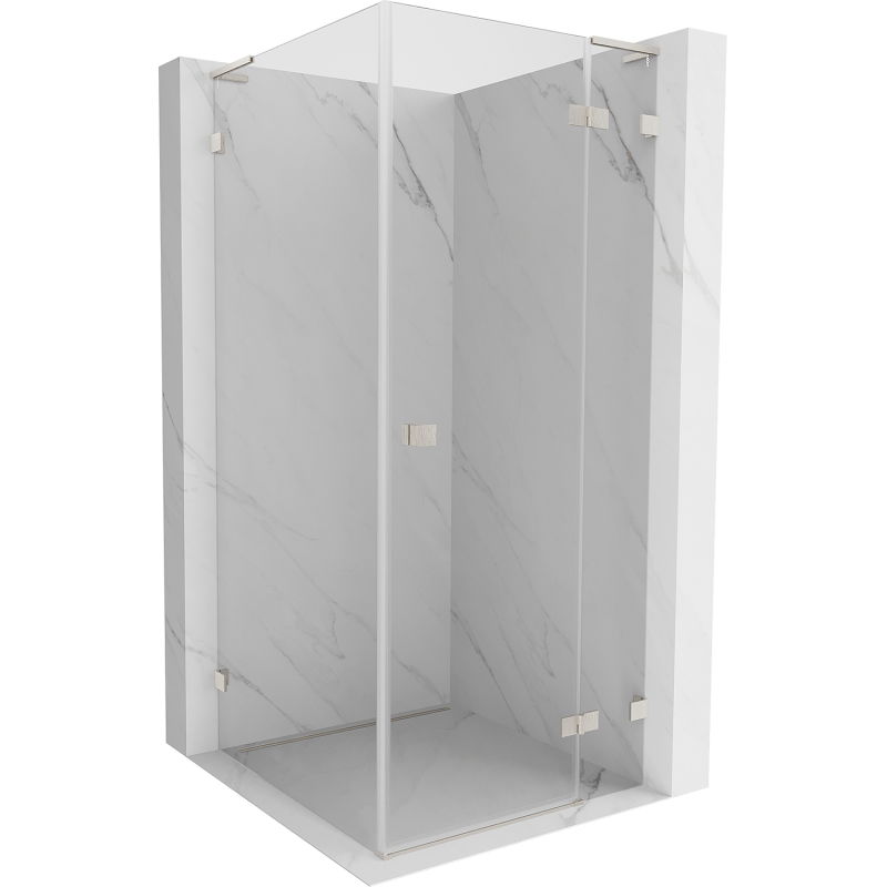 Mexen Lunar L sprchová kabína otváracia pravá 80 x 80 cm, transparentná, brúsený nikel - 834L-080-080-97-00-P