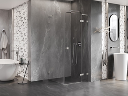 Mexen Lunar L sprchová kabína pravá 80 x 80 cm, priehľadná, brúsený nikel - 834L-080-080-97-00-P