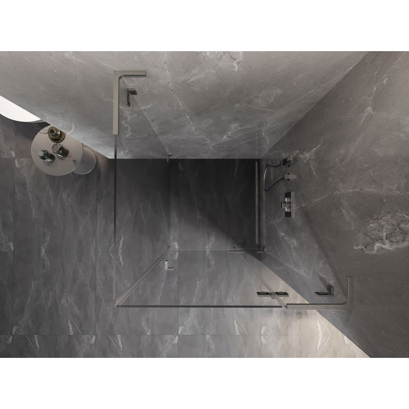 Mexen Lunar L sprchová kabína pravá 80 x 80 cm, priehľadná, brúsený nikel - 834L-080-080-97-00-P