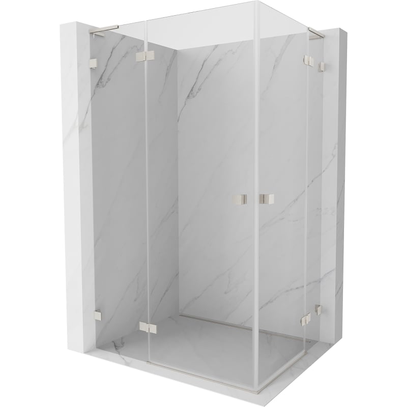 Mexen Lunar L Duo sprchová kabína s otváracími dverami 95 x 85 cm, transparentná, brúsený nikel - 834L-095L-085P-97-00