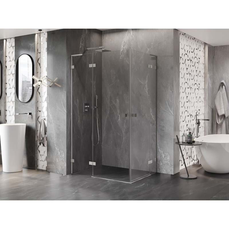 Mexen Lunar L Duo sprchová kabína, výkyvná ľavá 105 x 80 cm, transparentná, brúsený nikel - 834L-105L-080P-97-00