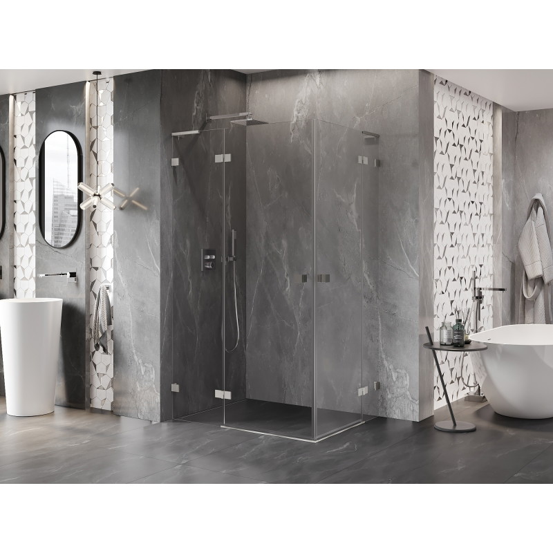 Mexen Lunar L Duo sprchová kabína, výkyvná ľavá 105 x 80 cm, transparentná, brúsený nikel - 834L-105L-080P-97-00