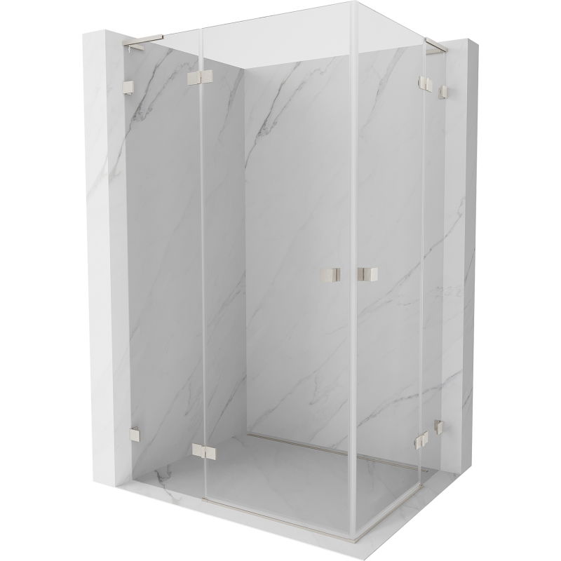 Mexen Lunar L Duo sprchový kút otvárací 110 x 70 cm, transparentný, kartáčovaný nikel - 834L-110L-070P-97-00
