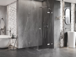 Mexen Lunar sprchová kabína pravá 90 x 90 cm, transparentná, chróm - 834-090-090-01-00-P