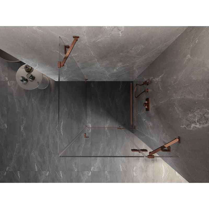 Mexen Lunar sprchový kút výklopný pravý 80 x 80 cm, transparentný, ružové zlato - 834-080-080-60-00-P