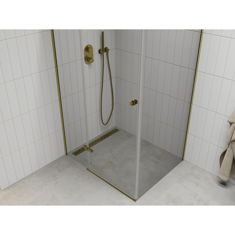 Mexen Roma otváracia sprchová kabína 90 x 100 cm, transparentná, zlatá - 854-090-100-50-00