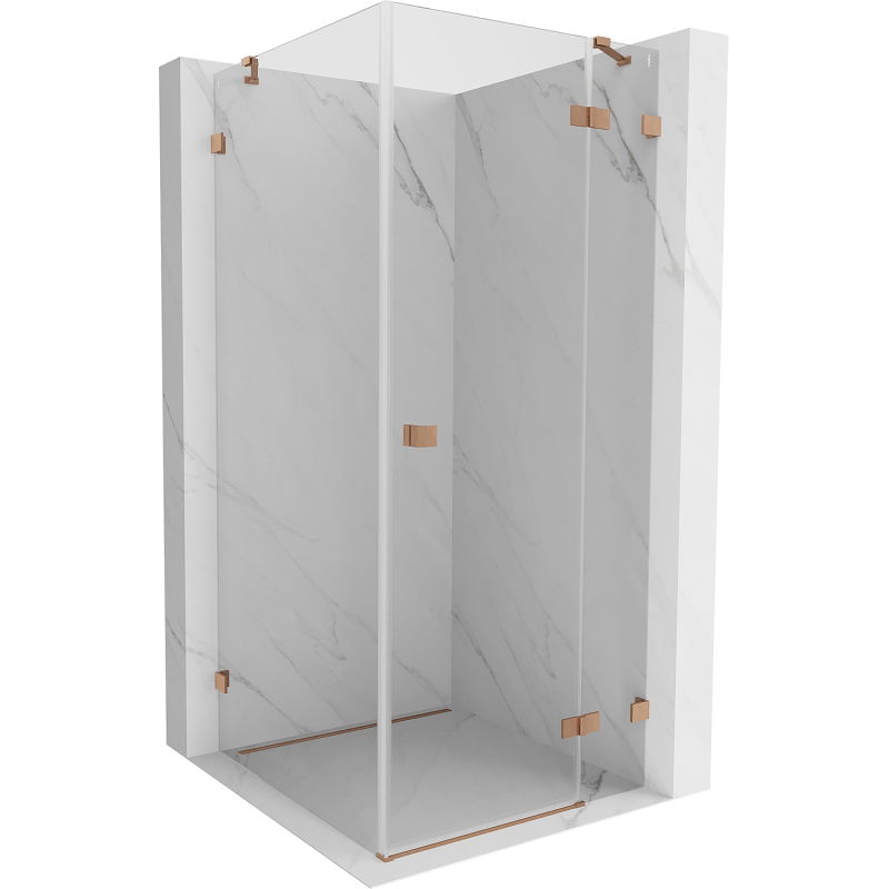 Mexen Lunar pravá otváracia sprchová kabína 80 x 80 cm, transparentná, kartáčovaná meď - 834-080-080-65-00-P