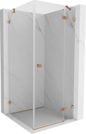 Mexen Lunar pravá otváracia sprchová kabína 80 x 80 cm, transparentná, kartáčovaná meď - 834-080-080-65-00-P