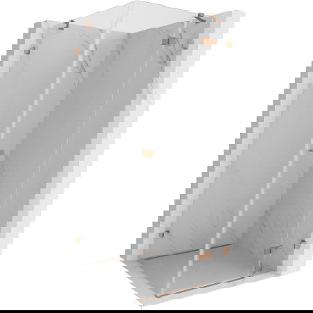 Mexen Lunar sprchová kabína, pravá, sklápacia 100 x 100 cm, transparentná, brúsená meď - 834-100-100-65-00-P