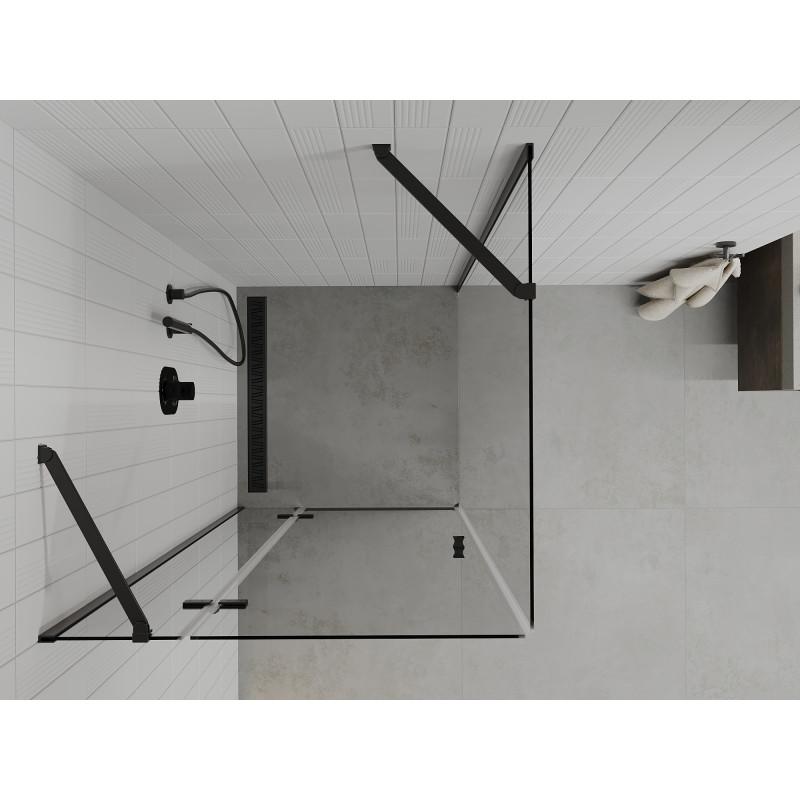 Mexen Roma otváracia sprchová kabína 90 x 90 cm, priehľadná, čierna - 854-090-090-70-00
