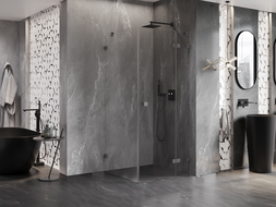 Mexen Lunar sprchový kút s otváracími dverami pravý 90 x 90 cm, transparentný, gun metal - 834-090-090-95-00-P