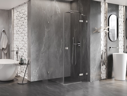 Mexen Lunar sprchová kabína otváravá pravá 70 x 70 cm, transparentná, brúsený nikel - 834-070-070-97-00-P