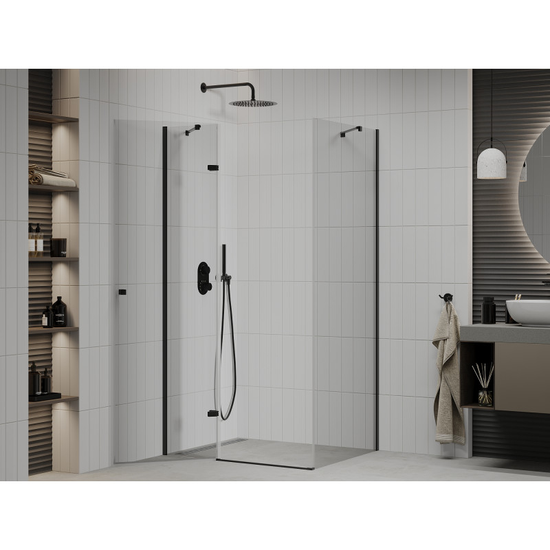 Mexen Roma otváracia sprchová kabína 70 x 100 cm, priehľadná, čierna - 854-070-100-70-00