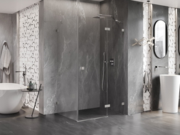 Mexen Lunar sprchová kabína otváracia pravá 90 x 70 cm, transparentná, brúsený nikel - 834-090-070-97-00-P