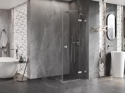 Mexen Lunar sprchová kabína pravá 90 x 90 cm, transparentná, brúsený nikel - 834-090-090-97-00-P