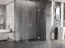 Mexen Lunar sprchový kút s pravými otváracími dverami 100 x 90 cm, transparentný, brúsený nikel - 834-100-090-97-00-P