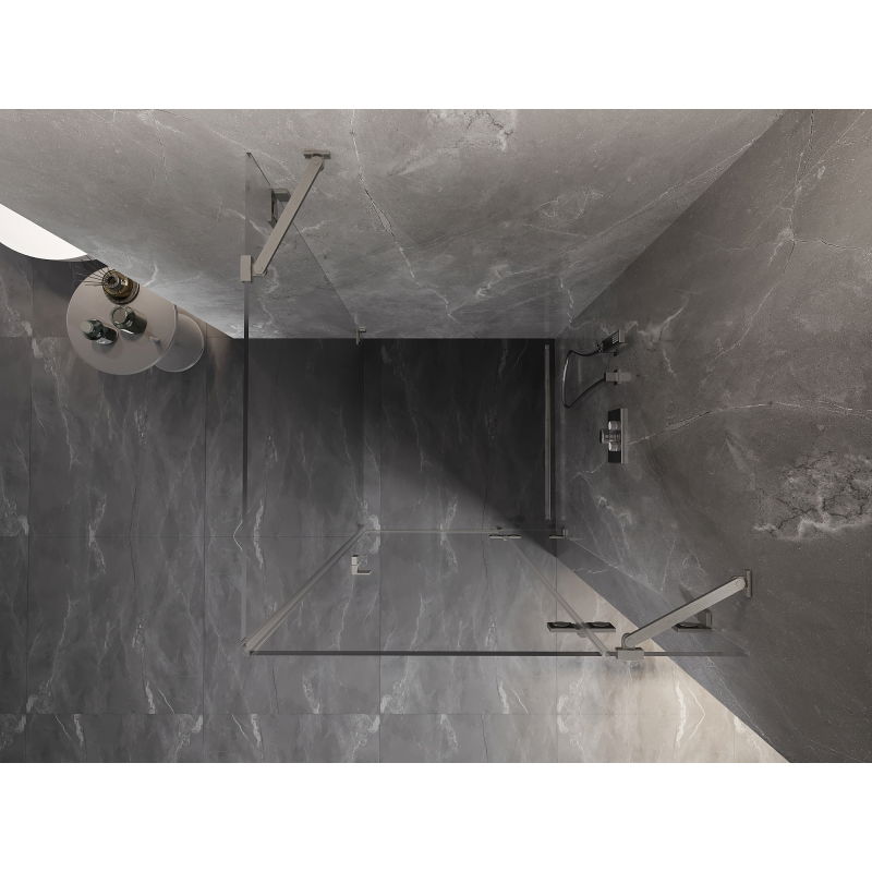 Mexen Lunar sprchovací kút s pravými dverami 100 x 100 cm, priehľadný, brúsený nikel - 834-100-100-97-00-P