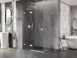 Mexen Lunar T sprchový kút otvárateľný ľavý 130 x 90 cm, priehľadný, biely - 834T-130-090-20-00-L