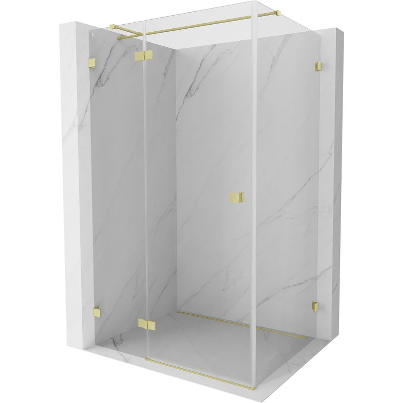 Mexen Lunar T sprchovací kút výklopný ľavý 125 x 110 cm, transparentný, zlatý brúsený - 834T-125-110-55-00-L