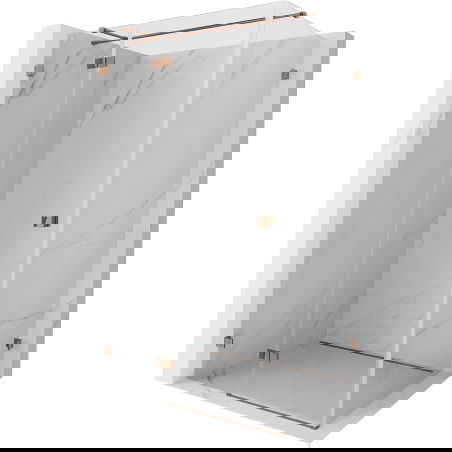 Mexen Lunar T sprchovací kút výklopný ľavý 135 x 80 cm, transparentný, ružové zlato - 834T-135-080-60-00-L