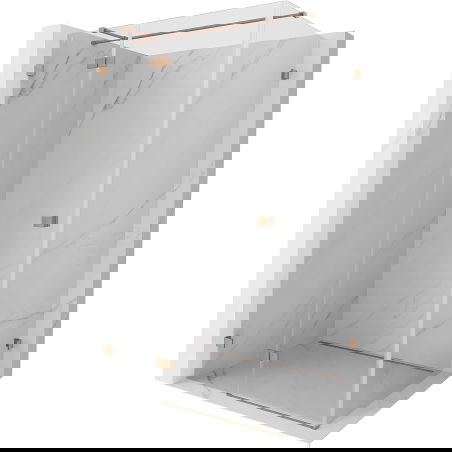 Mexen Lunar T sprchovací kút s vyklápacími ľavými dverami 130 x 90 cm, transparentný, kartáčovaná meď - 834T-130-090-65-00-L