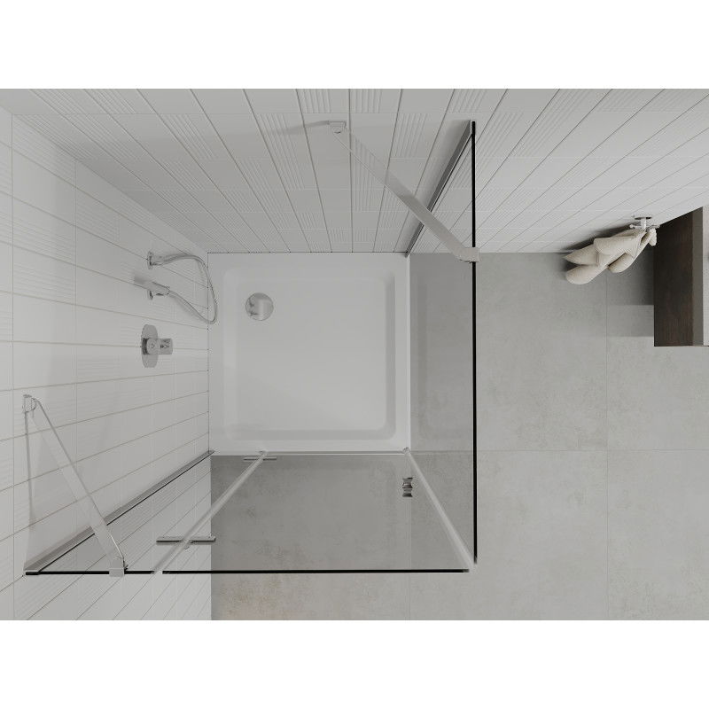 Mexen Roma sprchovací kút s otočnými dverami 90 x 90 cm, transparentný, chróm + vanička Flat - 854-090-090-01-00-4010