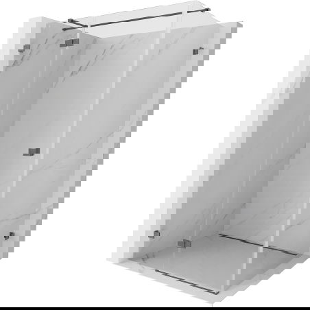 Mexen Lunar T sprchový kút s otočnými dverami ľavý 135 x 70 cm, priehľadný, kartáčovaný gun gray - 834T-135-070-66-00-L