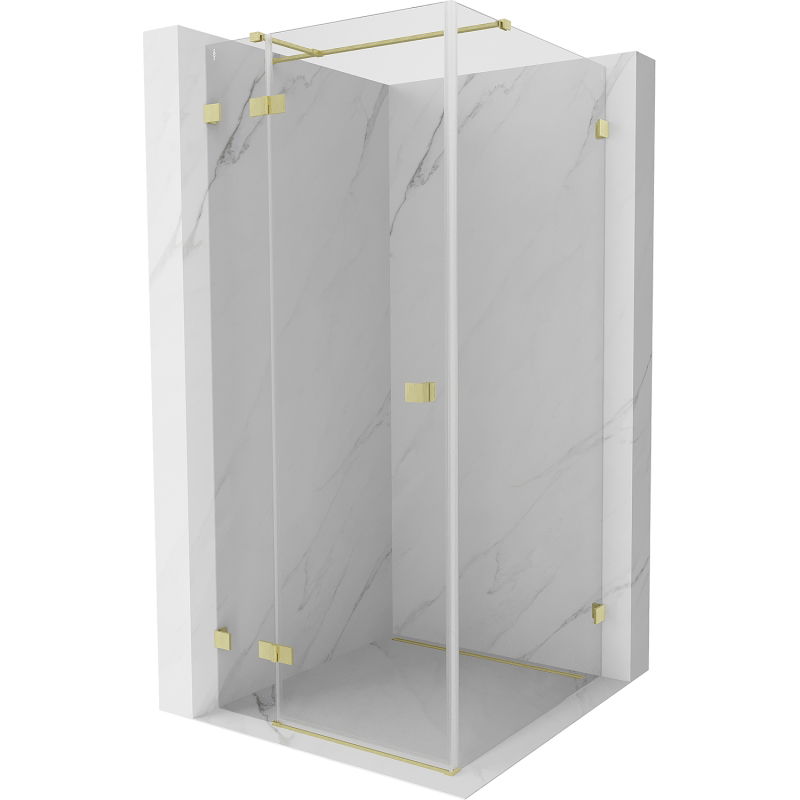 Mexen Lunar T sprchovací kút otváravý ľavý 120 x 120 cm, transparentný, zlatý kartáčovaný - 834T-120-120-55-00-L