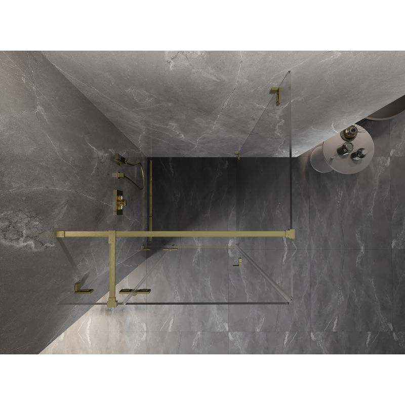 Mexen Lunar T sprchový kút s otváracími ľavými dverami 120 x 120 cm, priehľadný, zlatý kartáčovaný - 834T-120-120-55-00-L