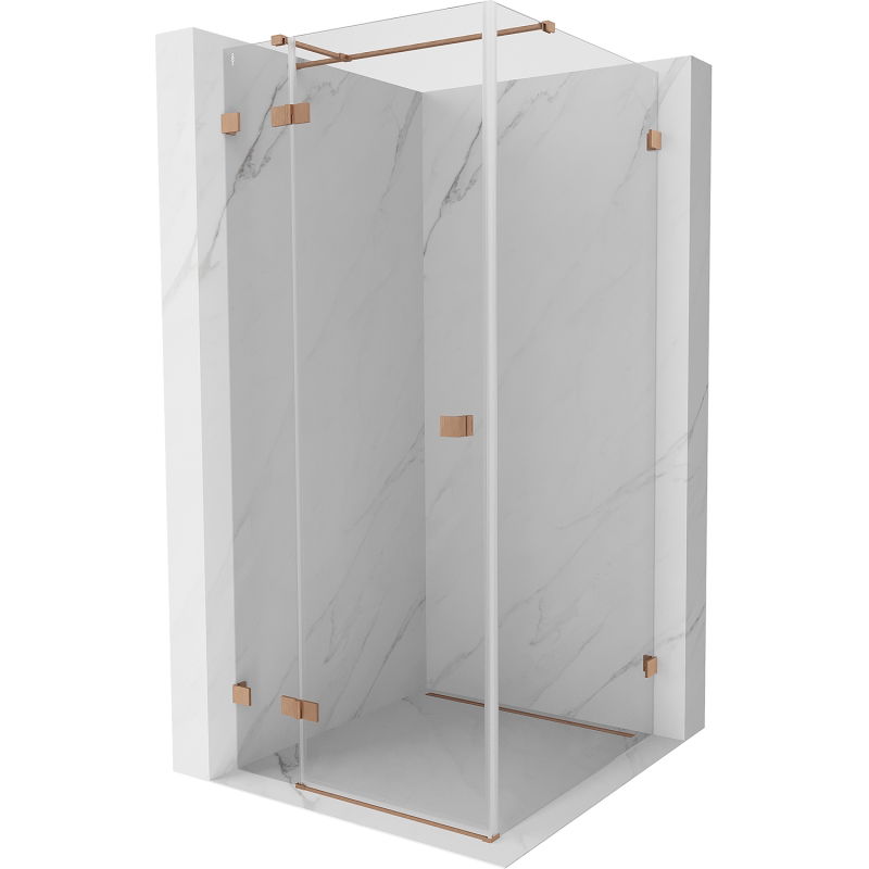 Mexen Lunar T sprchová kabína otváracia ľavá 120 x 120 cm, transparentná, brúsená meď - 834T-120-120-65-00-L