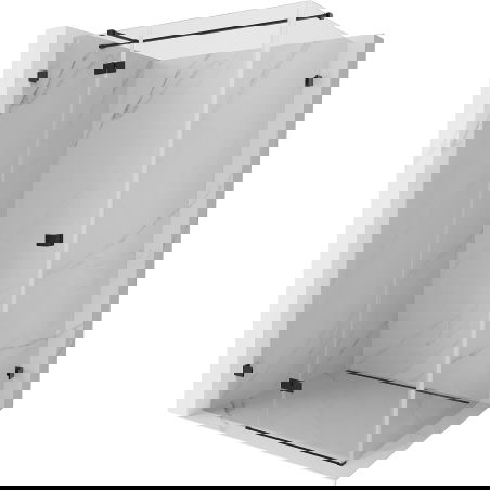 Mexen Lunar T sprchová kabína s otváracími dverami ľavá 140 x 120 cm, priehľadná, čierna - 834T-140-120-70-00-L