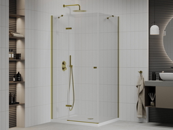 Mexen Roma sprchová kabína, kyvné dvere 70 x 80 cm, transparentnéné, zlatá + závesný bidet Flat - 854-070-080-50-00-4010