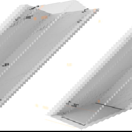 Mexen Lunar sprchová kabína otváracia ľavá 90 x 90 cm, transparentná, ružové zlato - 834-090-090-60-00-L